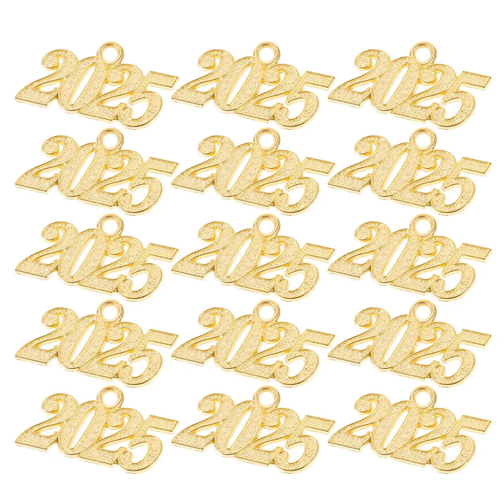 50Pcs Graduation 2025 Year Number Charms Alloy Mini Pendants for Jewelry Making DIY Bracelets Necklaces Earrings Keychains Cap