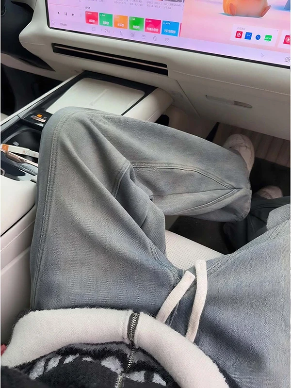 

Мужские зимние утепленные джинсы из денима с эффектом потертости, винтажные, свободного прямого кроя, повседневные, удобные брюки