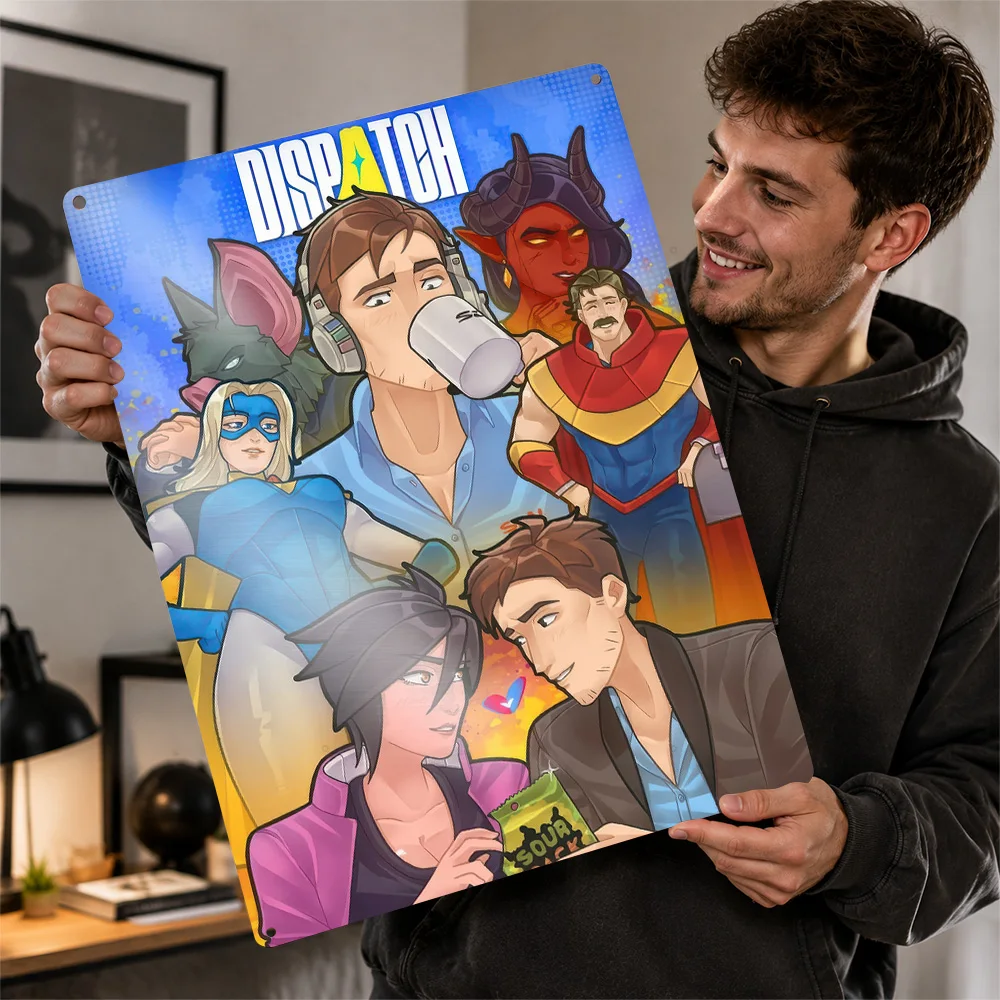 Dispatch Character Collage Printed Poster Comic Book Wall Art For Entertainment Room Personalized Aluminum Metal Sign Fan Gift