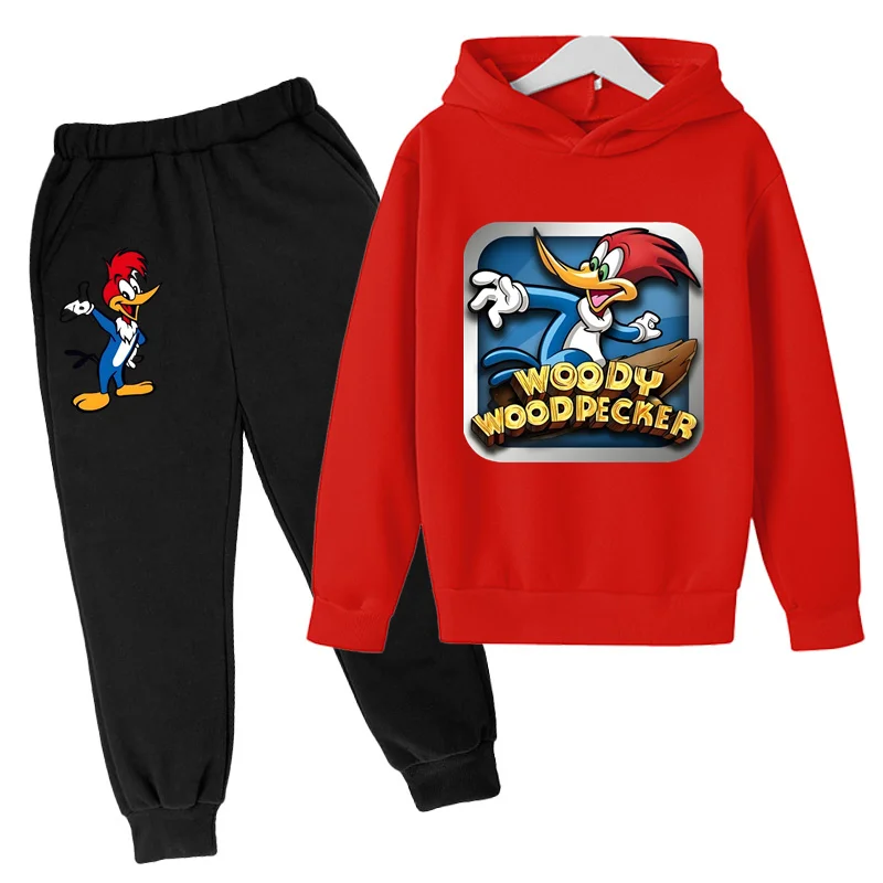 Kids Spring and Autumn Hoodies 2-12 Year Old Boys and Girls Casual Sports Two Piece Set 2D Printed Cartoon Anime Top+Pants