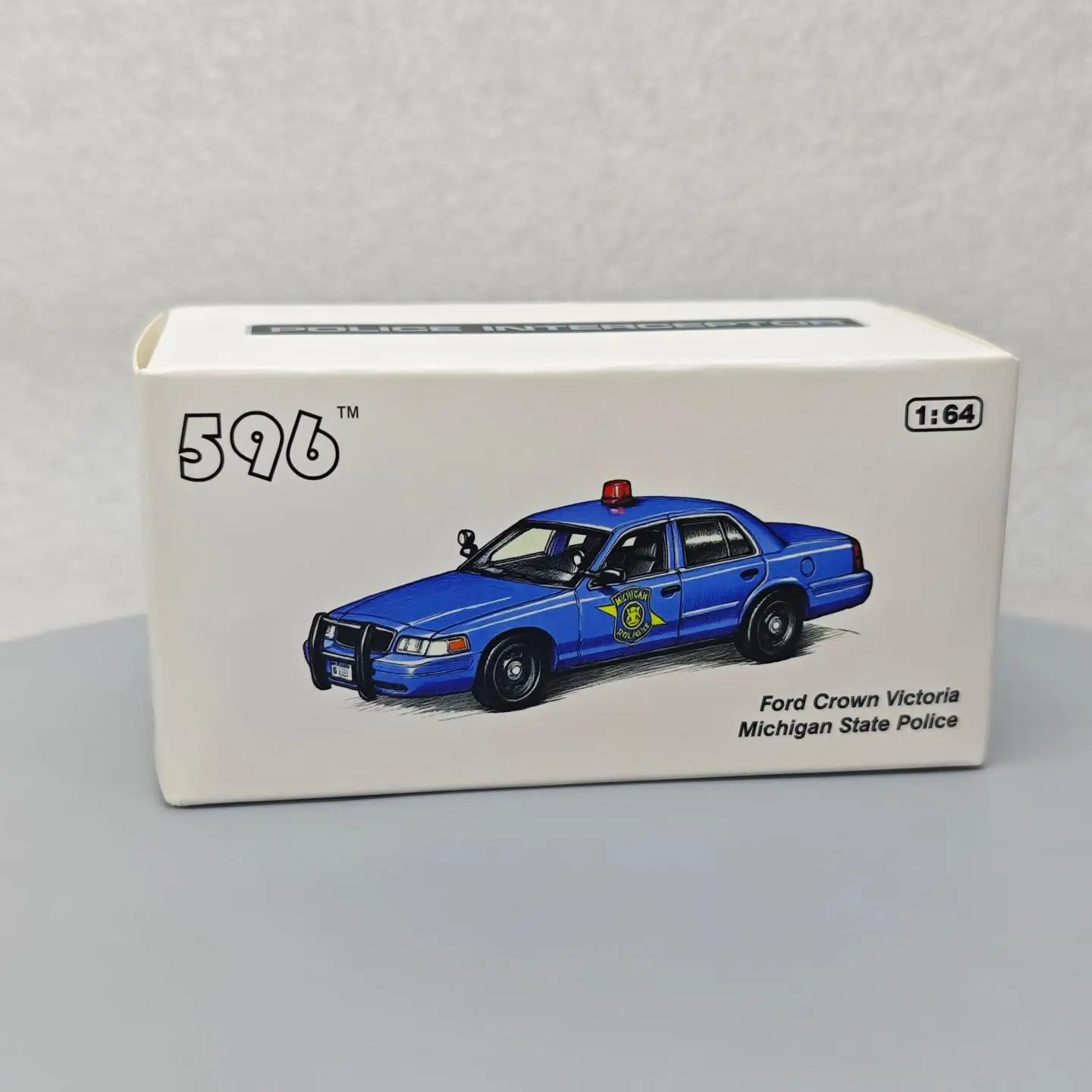 596 1:64 Crown Victoria Michigan State Police Department Simulation Car Model Alloy Mini Toy Display Ornament Gift
