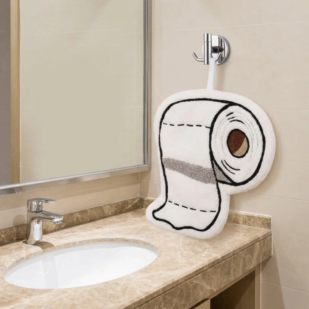 Cute Super Absorbent Roll Paper Hand Towel Soft Funny Hanging Cleaning Cloth Thickened Dish Towel Bathroom Use
