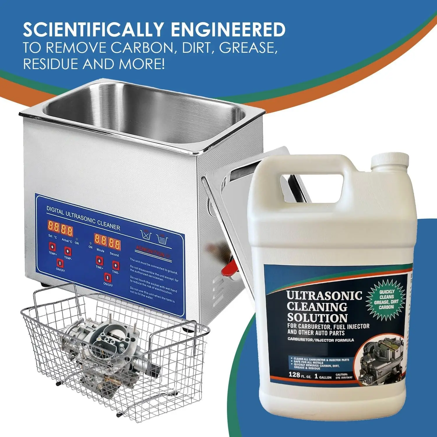 Ultrasonic Cleaner Solution for Carburetors & Engine Parts - 2 Gal Concentrated Wash