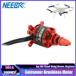 NEEBRC 2814 1000KV 3-4S 6mm Outrunner Brushless Motor for RC FPV Fixed Wing Drone Airplane Aircraft 12x6 Propeller ESC Toy Part