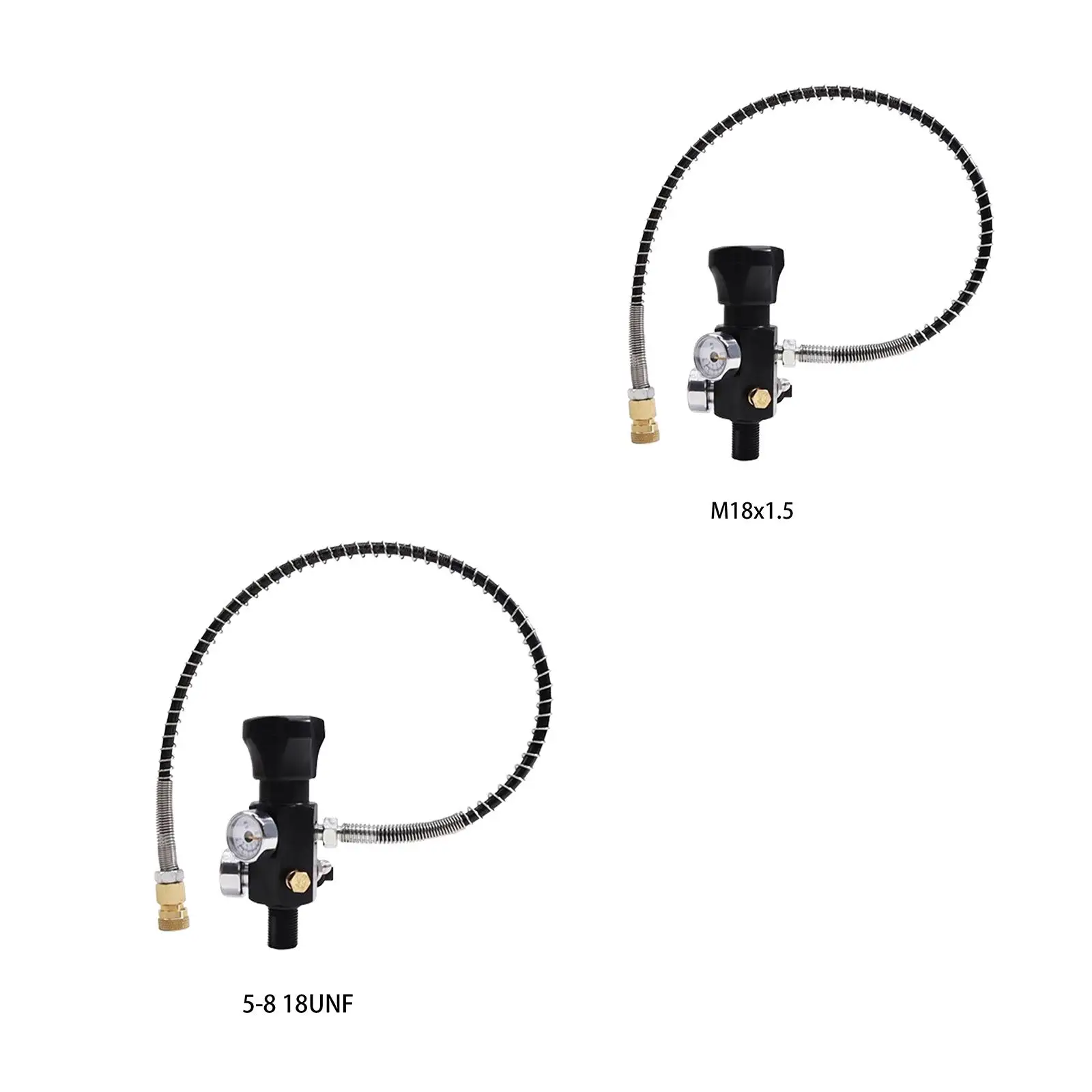 Fill Station Adapter Valve Pcp Hpa Tank Regulator Valve with 20inch Hose High Pressure Double Gauge for Hpa Cylinder