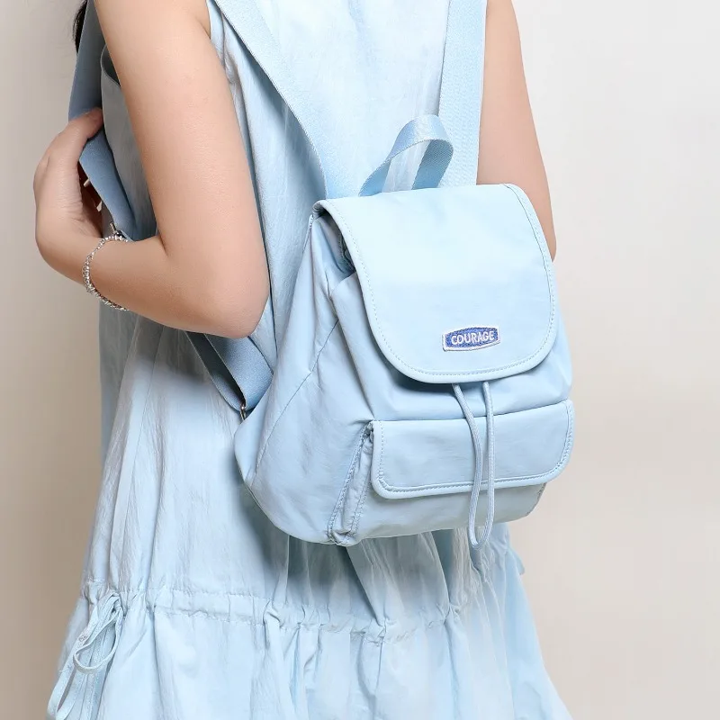 

Summer New Lightweight Water-Resistant Nylon Backpack, Korean Style Minimalist Pleated Small Backpack