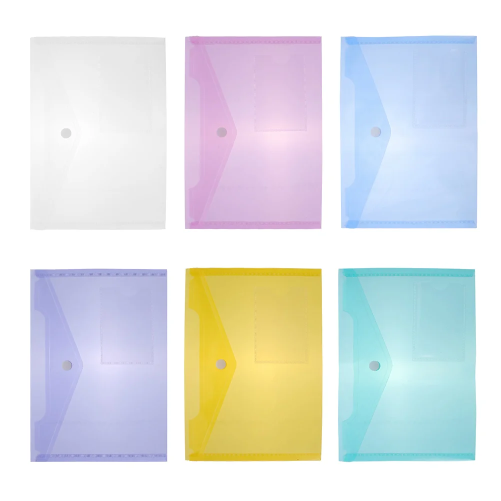 6 Pcs File Holder Folder Plastic Storage Pouch Bag Clear Toiletry Travel Business A5 Pocket