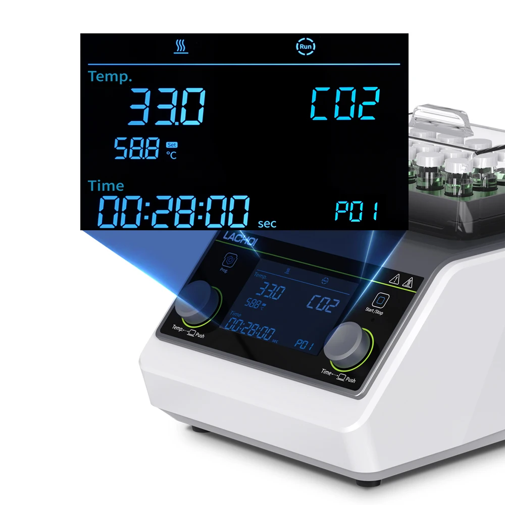 Programmable Digital Dry Bath Incubator, -30°C~100°C Heated Block with Large LCD, 10-Level Program & Timer for Laboratory Sample