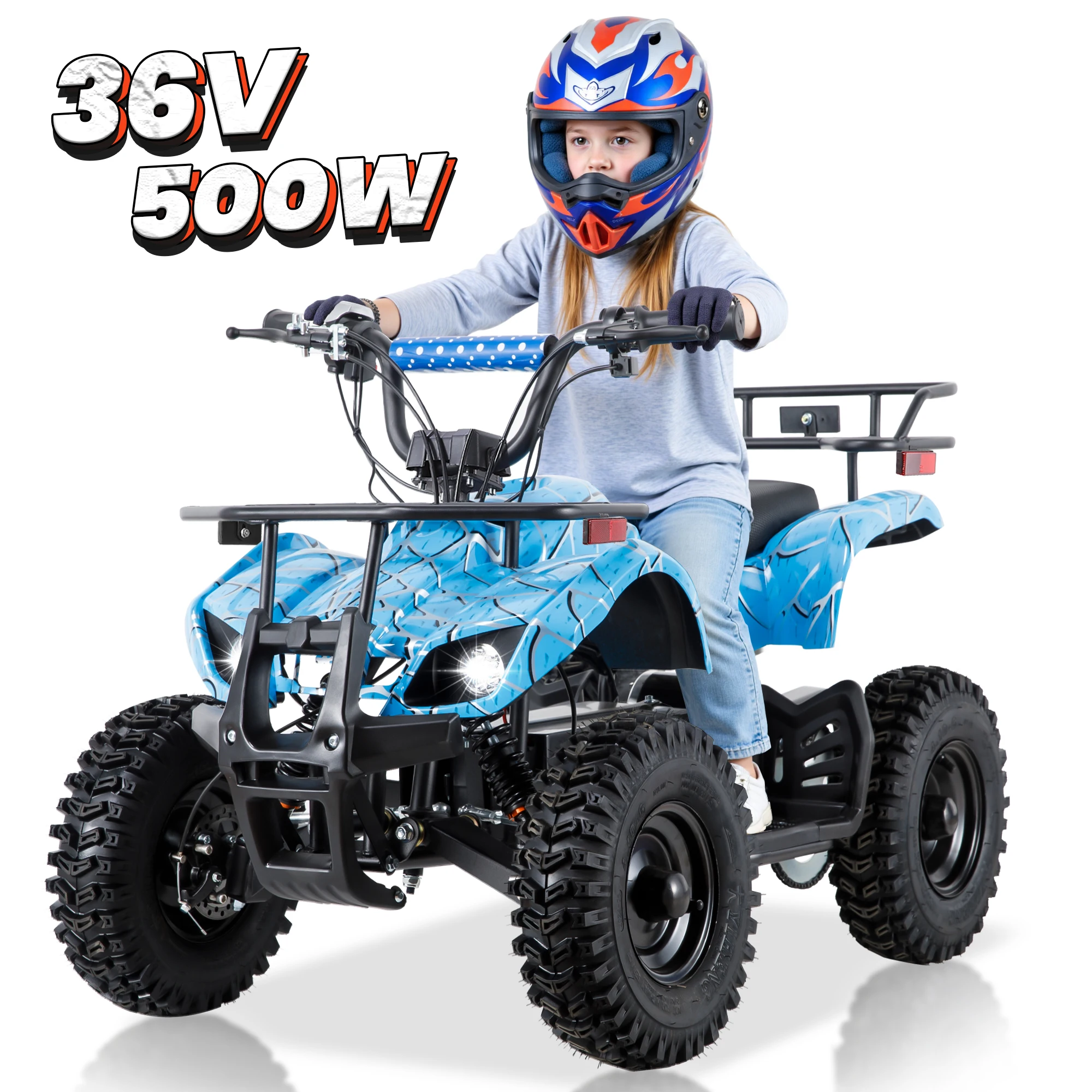36V Electric ATV Dirt Quad Electric Four-Wheeled ATV with 500W Brushless Powerful Motor Off-Road Vehicle Electric Kids ATV Ride