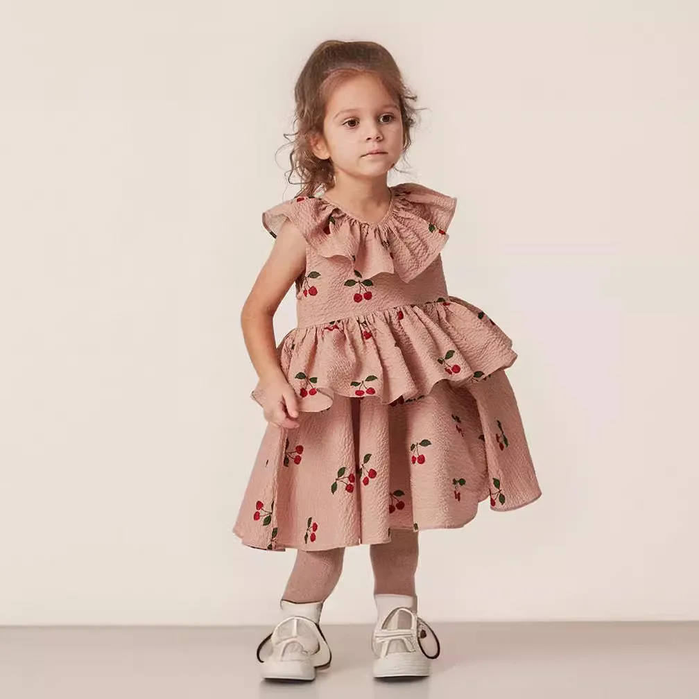 En stock! Robe menstruelle à sequins de style nordique pour enfants, ensemble demi-jupe, maille menstruelle, amour, filles, été, 2024