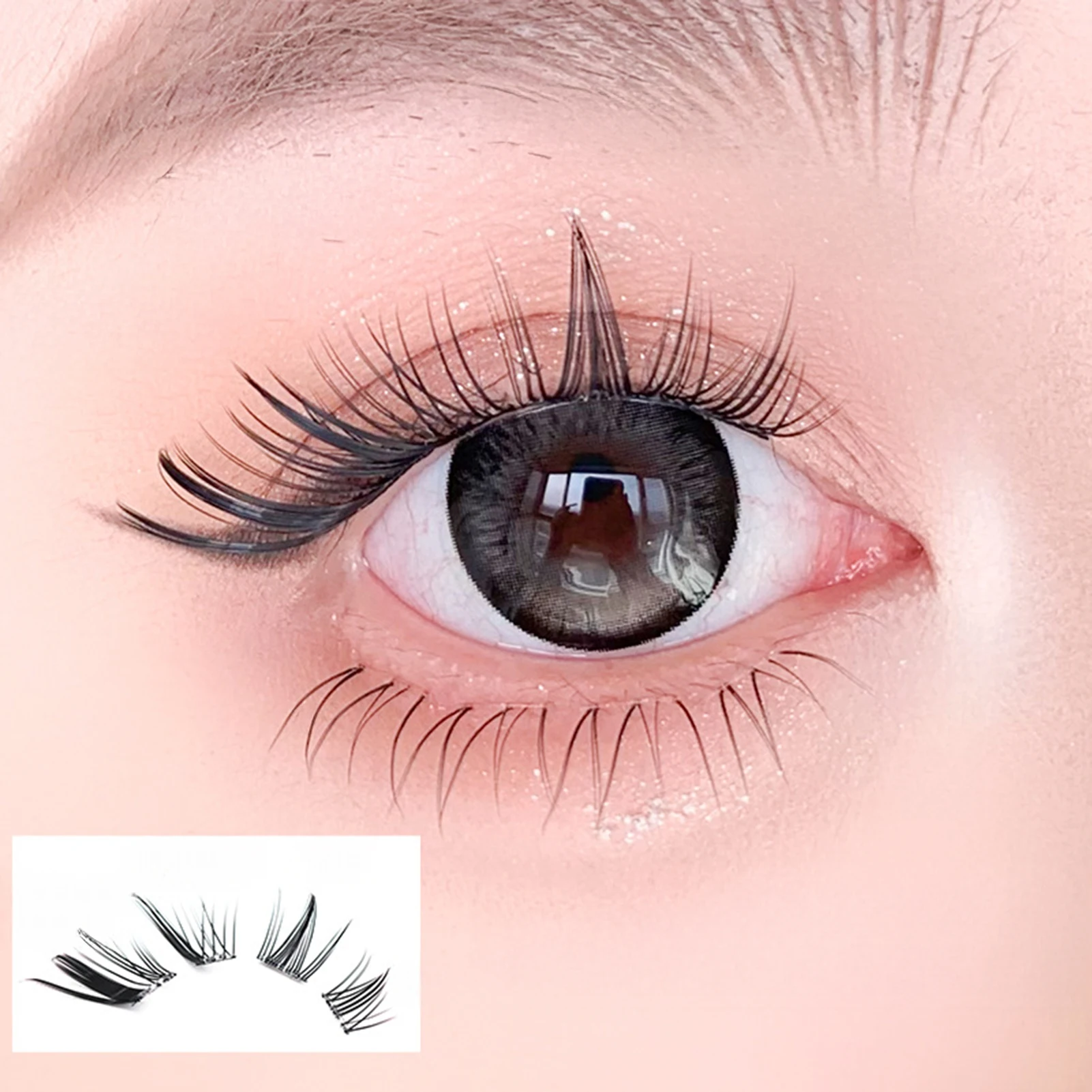 10 linhas y2k raposas segmentadas cílios postiços sem necessidade de cola extensão de cílios finos naturais em quadrinhos para festas de trabalho maquiagem de viagem