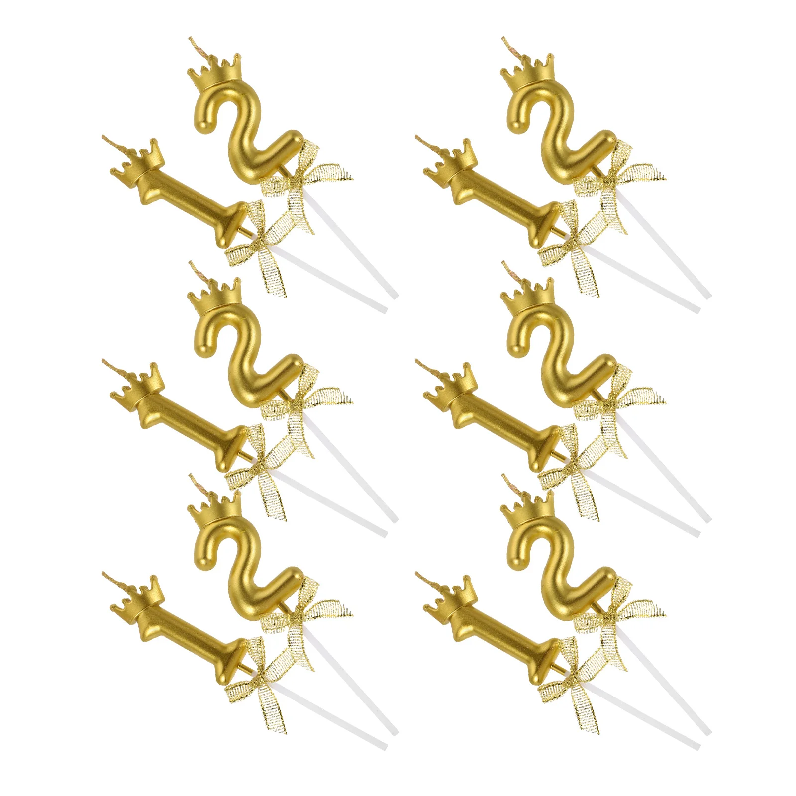 

12Pcs Birthday Cake Candles Gold Crown Bow Number Candles Elegant Cake Topper Party Decoration Birthday Celebration