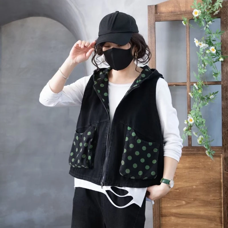 

Floral Print Denim Vest for Women 2025 Spring Autumn Loose Fitting Jacket​