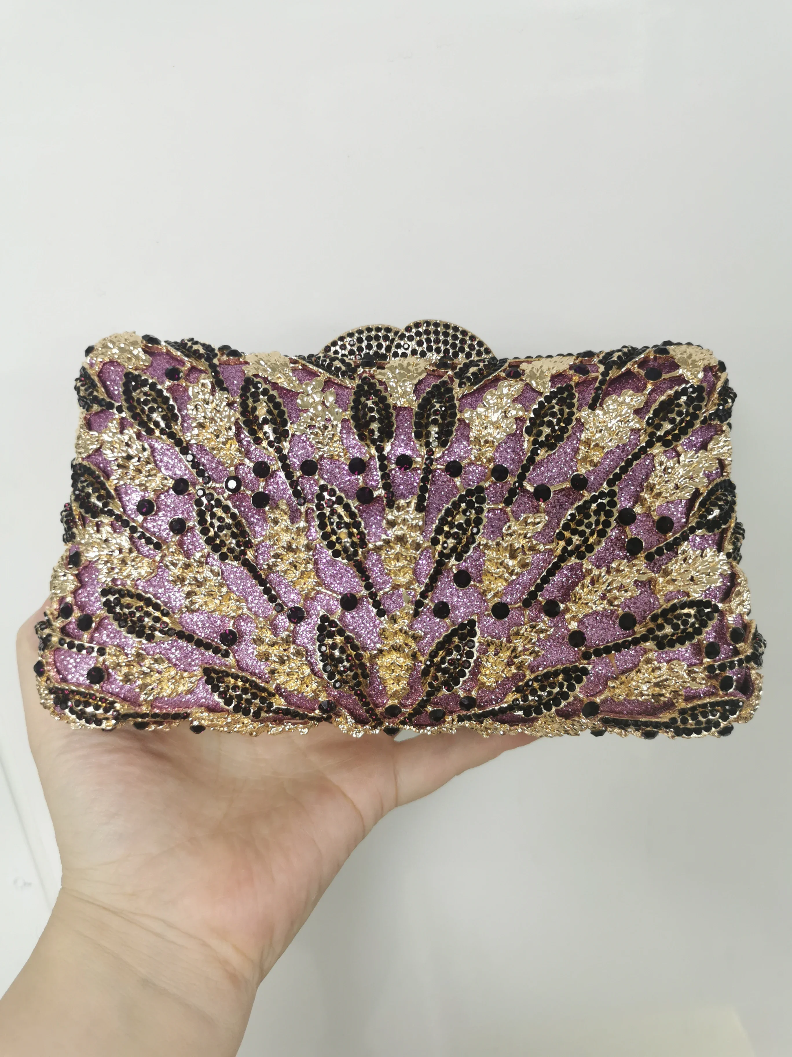 

XIYUAN Gold/Silver/Purple Color Crystal Evening Bags Handbags and Purses Bridal Wedding Diamond Clutch Bag Cocktail Party Purse