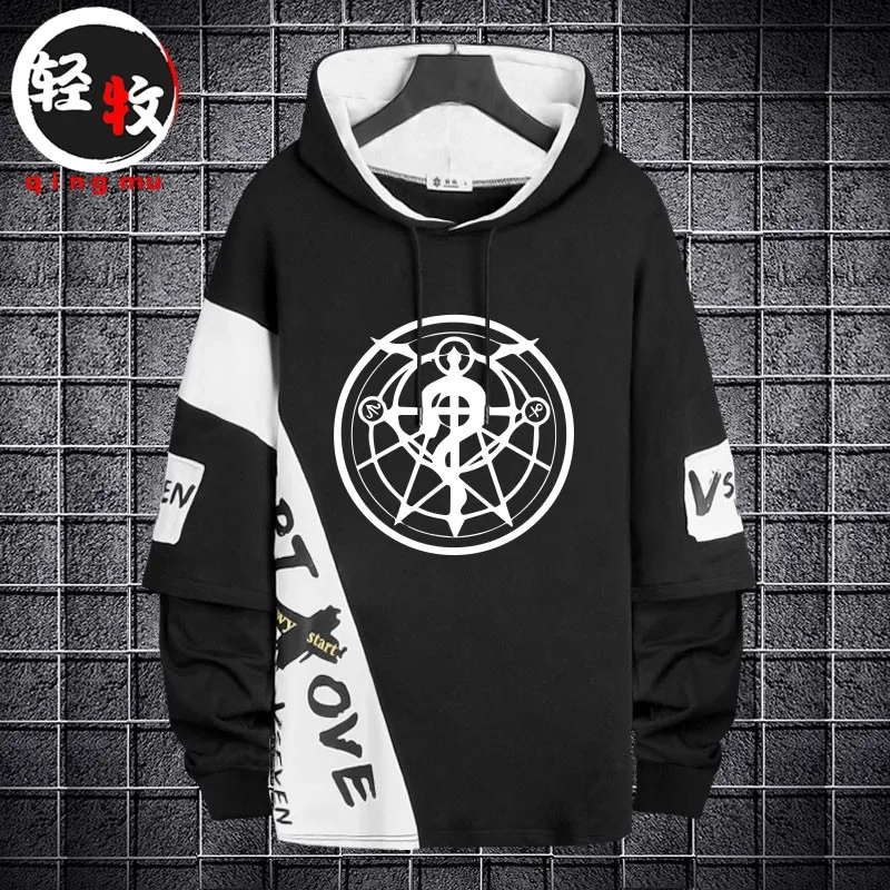 

Худи Steel Alcht с длинными рукавами, из чистого хлопка, оверсайз, молодежный повседневный свитшот с принтом, для весны, осени и зимы, уличный стиль