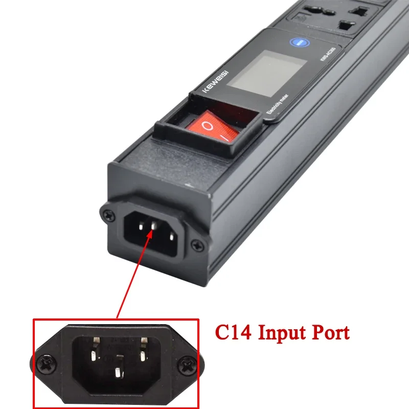 Metal power strip C14 input port socket ammeter voltmeter test meter universal socket+USB+Type-C port hanging upside down