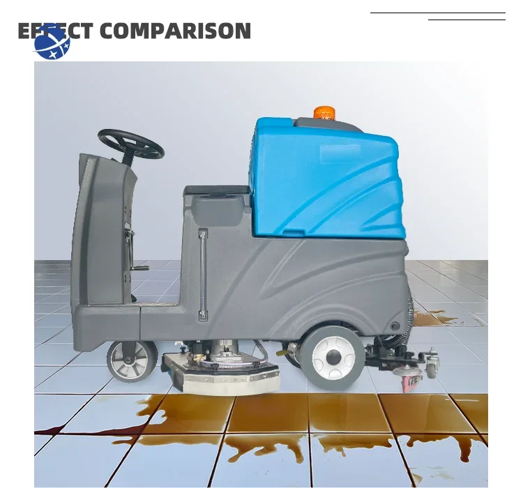 Commercial Dual-Brush Floor Scrubber Ride-On Design คุณภาพสูง 24V มอเตอร์ไฟฟ้าที่มีประสิทธิภาพทําความสะอาดร้านอาหารโรงแรมใหม่