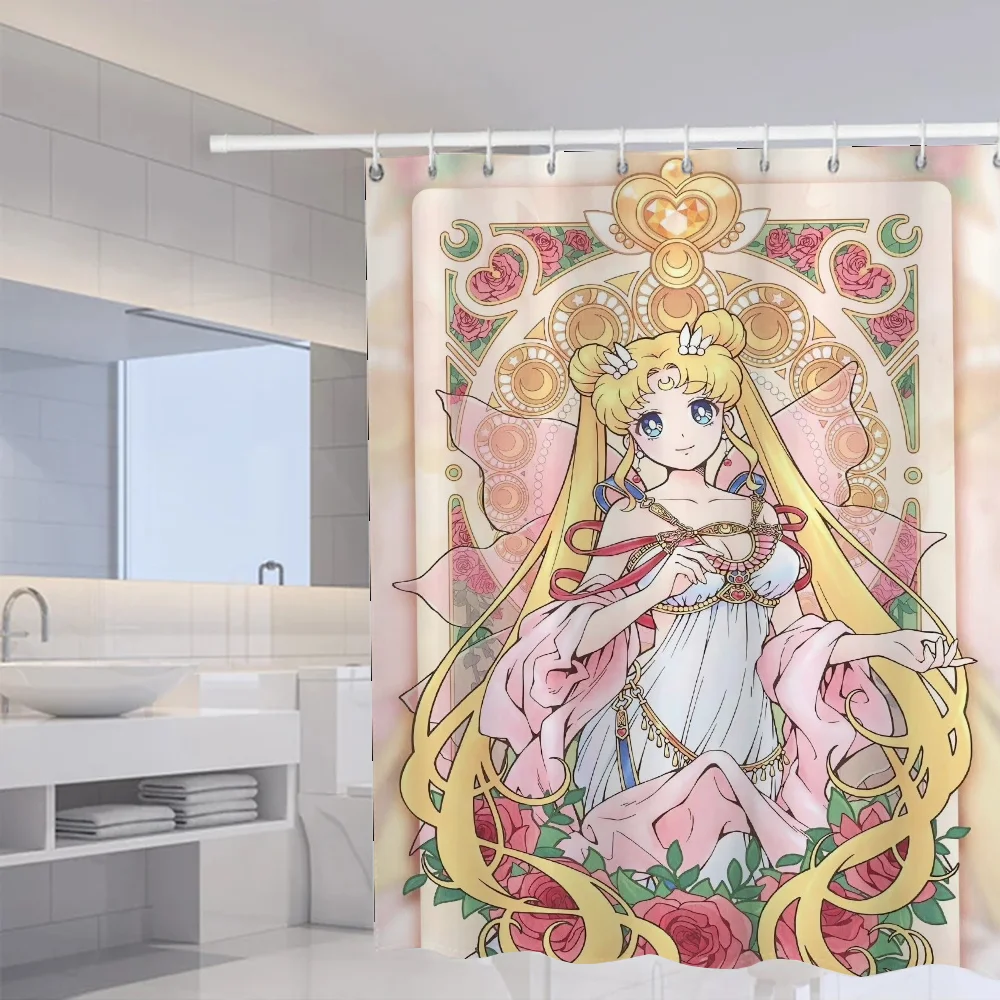 S-Sailor MoonS Shower Curtain Waterproof Fabric Bathroom Curtains for Houses Rooms Folding Partition Accessories Bath Bedrooms