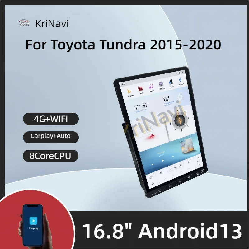Android13 For Tesla Style Screen 16.8'' For Toyota Tundra 2015-2020 Multimedia Carplay Audio Radio WIFI 4G Head Unit