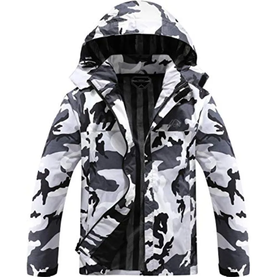 

OTU Men's Lightweight Waterproof Hooded Rain Jacket Outdoor Raincoat Shell Jacket for Hiking Travel