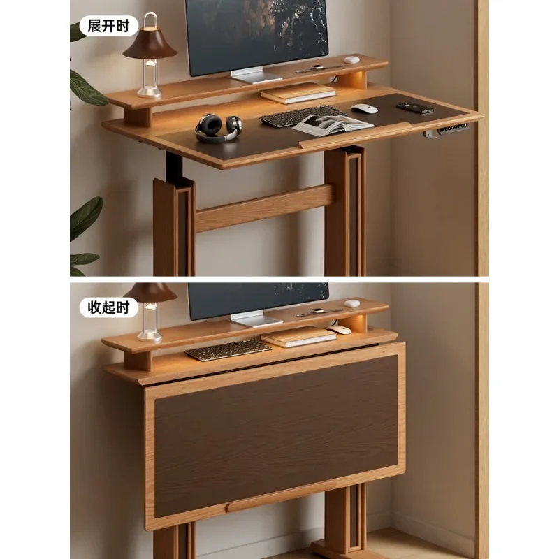 #Medieval solid wood electric lifting table study bedroom adjustable e-sports table study office computer table workbench