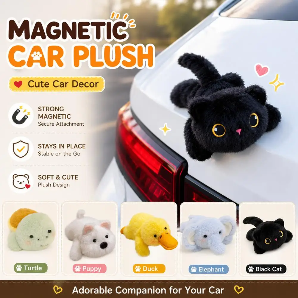Image of Magnetisches Auto-Plüschtier Niedliches Tier-Plüschtier Schaf Fuchs Hummer Katze Schildkröte Hase Pferd Stofftier Auto-Styling Zubehör
