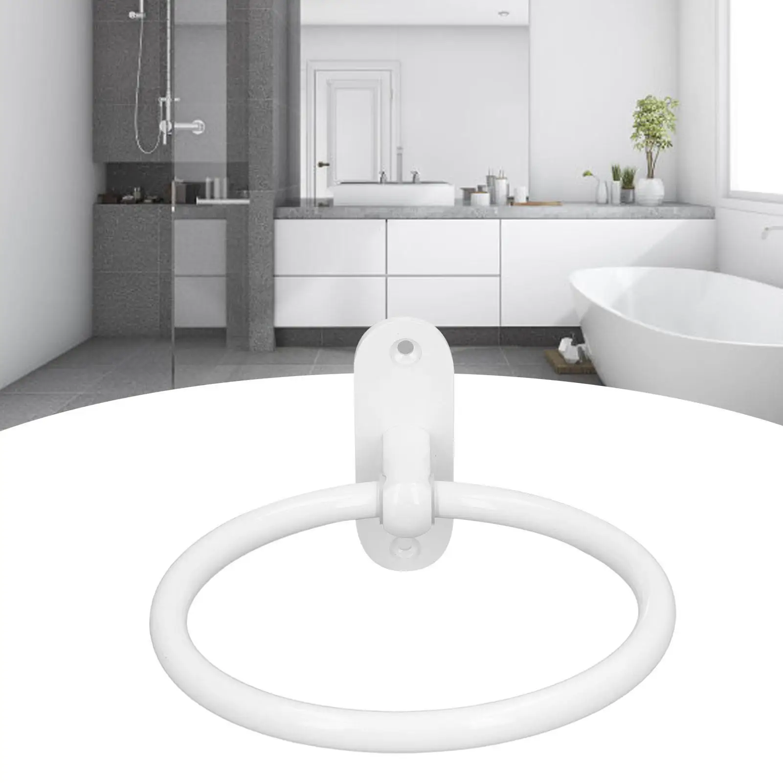 Aluminum Alloy Bathroom Towel Holder Hand Towel Space-Saving Circle Design White for home for hotel Easy Installation