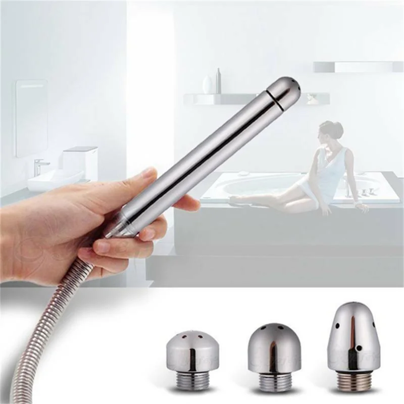 Metal Hygienic Shower For Bathroom Enema Water Nozzle With 3 Style Head Anal Ingredients Douche Vaginal Clean Kit Cleaner Tool