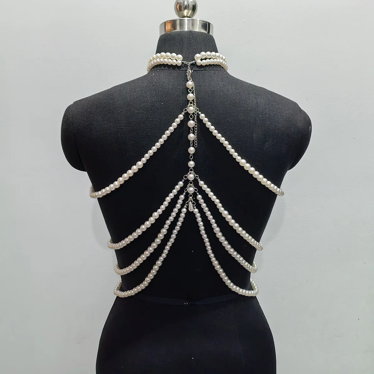 Hot Selling Bead Chest Chain Base Shirt Accessories Hand Woven Body Chain Pearl Vest Hanging Neck Bead Vest