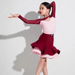 Samba Latin Dance Costume Kids Cha Cha Rumba Tango Latin Dance Dress Girls Professional Ballroom Dance Competition Dresses Child