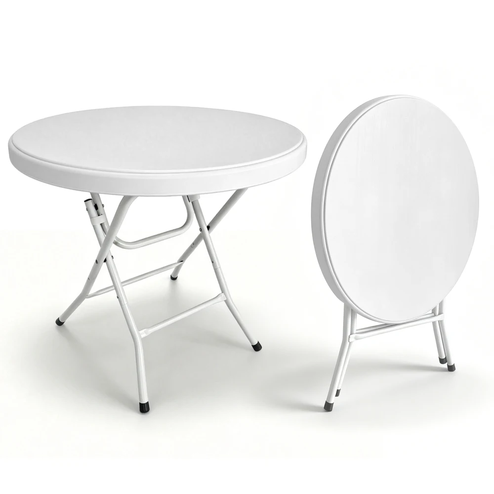 Tavolo rotondo pieghevole da 80 cm, tavolo da bistrot e scrivania regolabile in altezza, ideale per interni ed esterni, facile da montare, perfetto per feste in giardino, matrimoni e caffè, colore