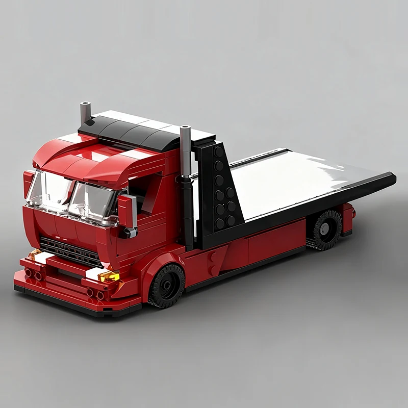 Camion de ville modèle MOC briques de construction personnalisé camion de remorquage à plat technologie modulaire cadeaux vacances assembler enfants jouets costume