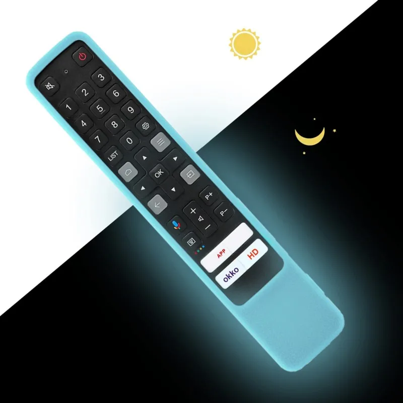 Silicone Remote Control Case For TCL RC901V Fluorescent Blue-A68E