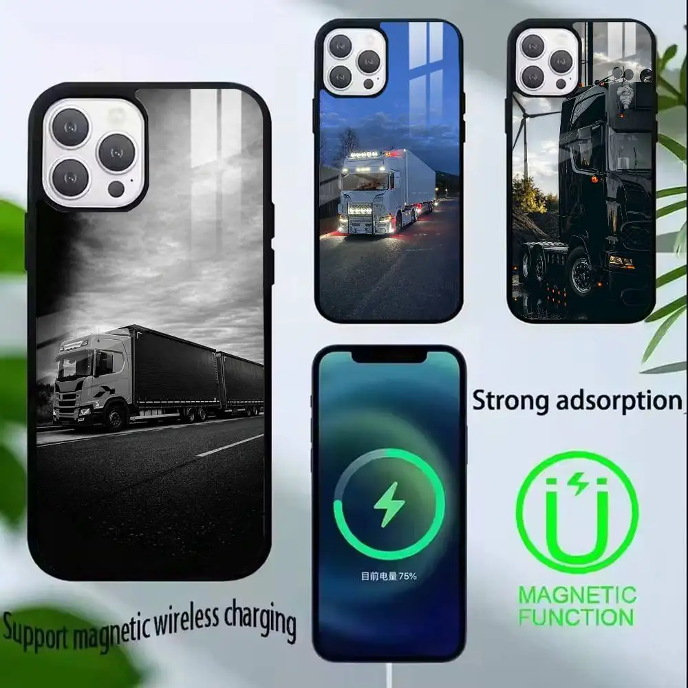 

Large Truck SA-AB Phone Case For iPhone17,16,15,14,13,12,11 Plus,Pro Supports Magnetic Wireless Charging