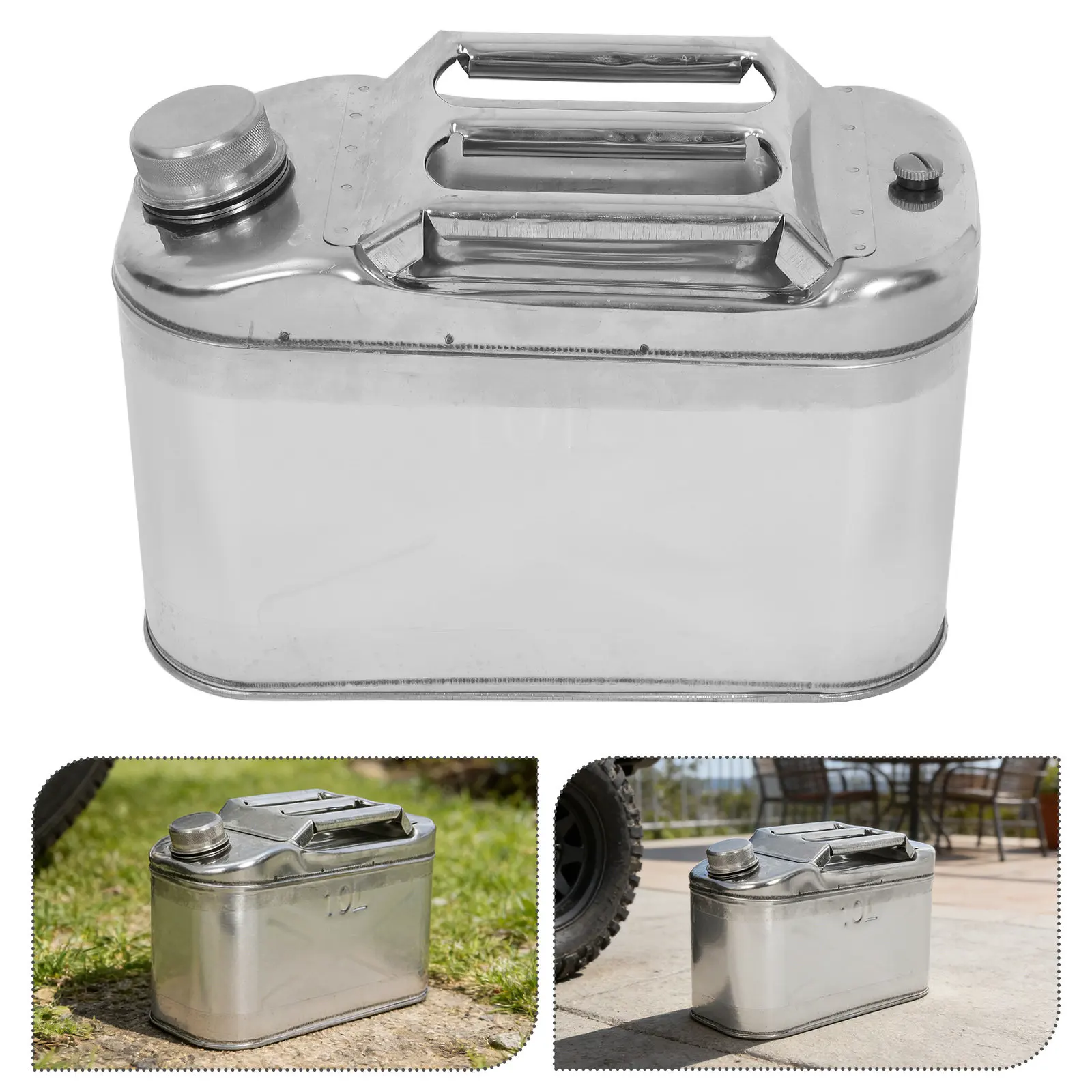 2.6 Gallon Stainless Steel Metal Bucket with Handle Spout Valve Leak Proof Watering Can Outdoor Camping Emergency Water Storage