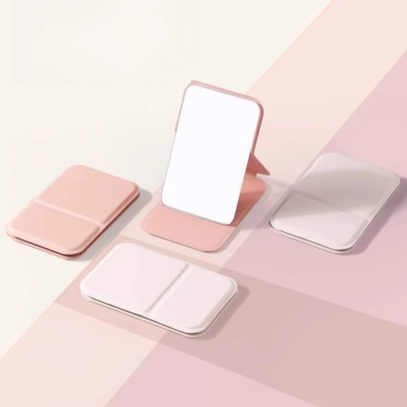 

Travel Pink Mirrors Handled Portable Folding Small Vanity Mirrors Modern Design Espejo Maquillaje Luz House Accessories