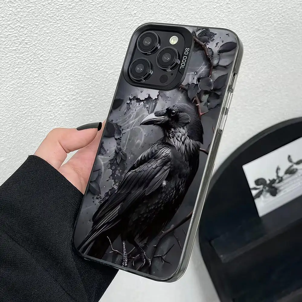 

Cartoon crow pattern phone case suitable for iPhone 17 16 15 14 13 12 11 Pro/Max/Plus anti drop and shockproof back cover