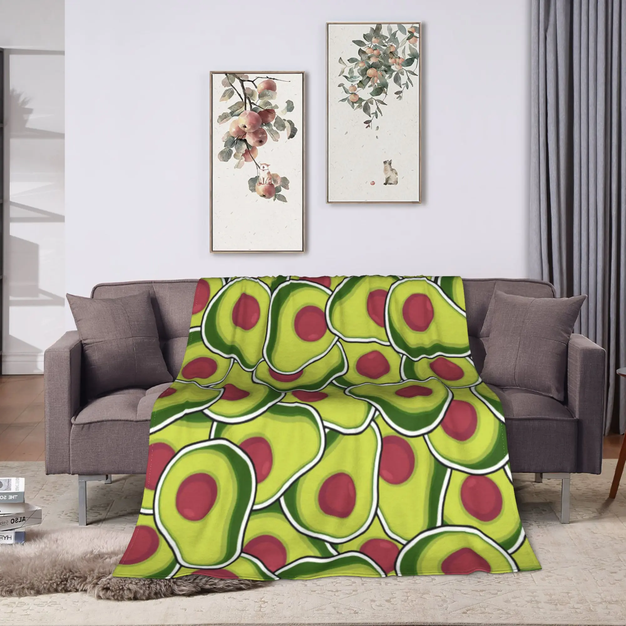 Cute Fruit Vegetable Flannel Blankets Winter Warm Soft Throw Blanket for Girls Boys Couch Chair Fashion Bedspread Sofa Bed Cover