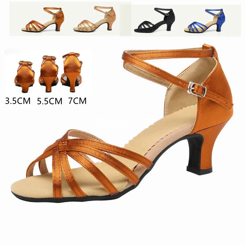 

Professional Plus Size Satin Salsa Latin Dance Shoe For Women Girls Tango Ballroom/Outdoor Dancing Shoes Heel Height 3.5/5.5/7cm