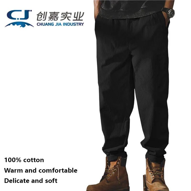 

100% Cotton Corduroy Autumn Winter Men's Trousers Vintage Elegant Overalls Outdoor Travel Comfortable Casual Light Luxury Wear