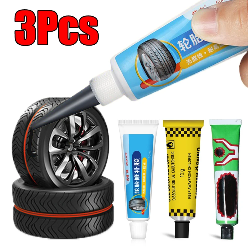 1/2/3Pcs Car Tire Repair Glue Liquid Strong Rubber Glues Wear-resistant Black Rubber Non-corrosive Adhesive Instant Tyre Repair