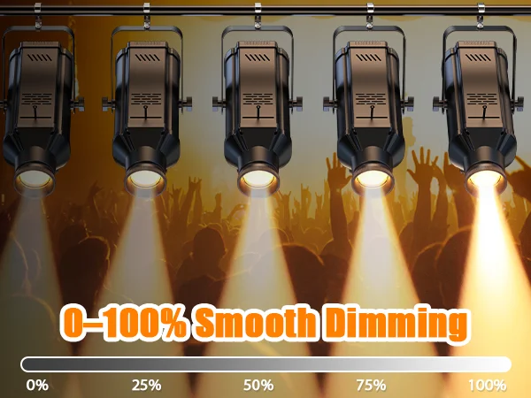 U'King 2PCS 100W COB Spotlight Cool/Warm White LED Profile Light DMX512 Manual Focus Stage Light Strobe Effect for DJ Wedding