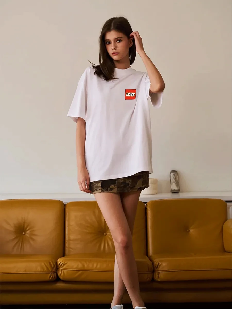 

Faionable Футболка с принтом ort Sve Хлопковая круглая Ne Впитывающая пот Повседневная универсальная футболка с надписями для женщин