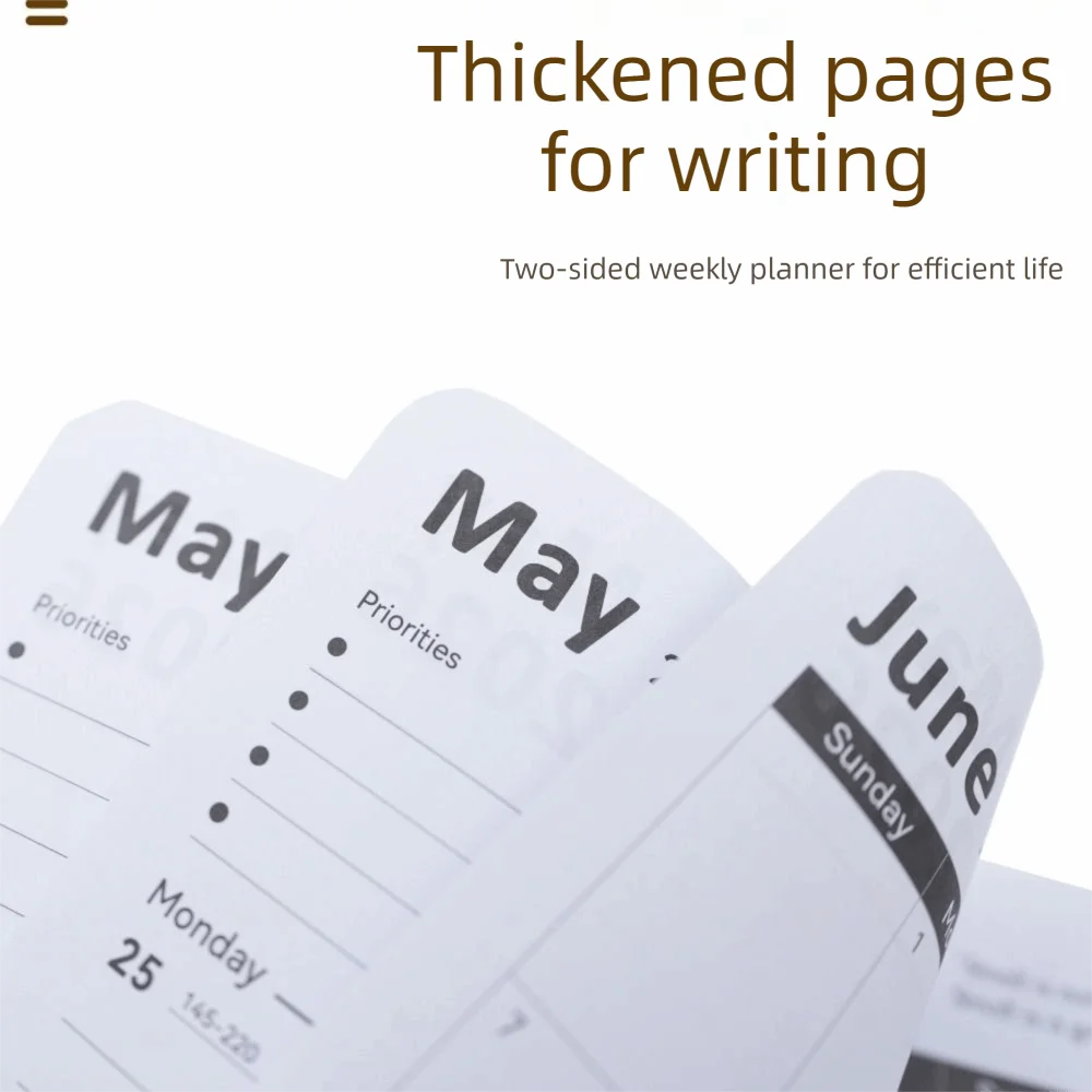 

English 2026 Schedule Planner Notepad Pu Leather 12 Months To-do List Notebook Wear-resistant Portable