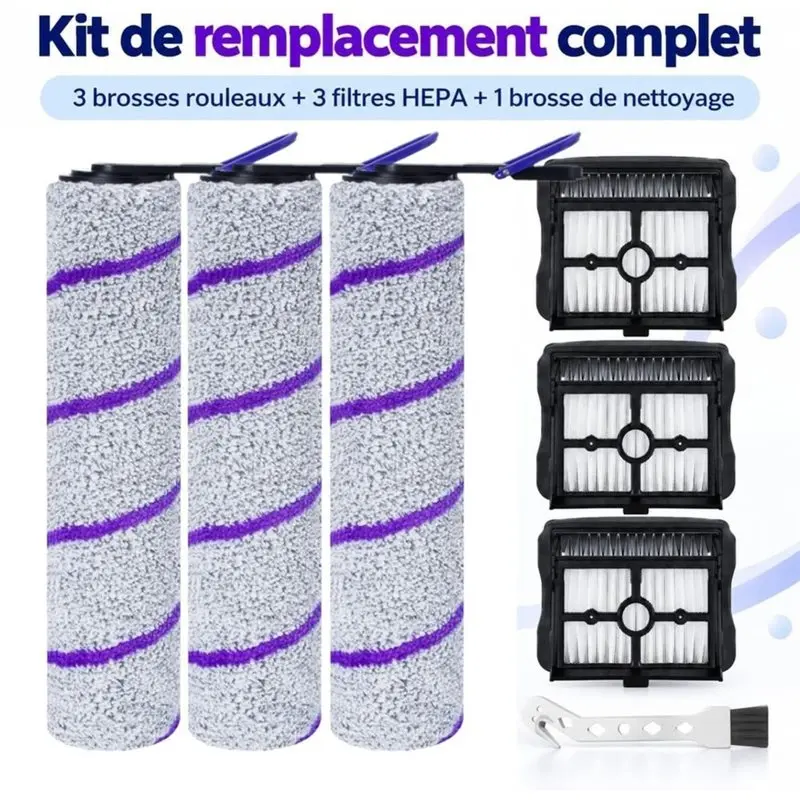SHGO-Accessory Kit For Rowenta X-Clean 10 / Narwal S20 Pro -Microfiber Roller Brushes, Replacement Filters, And Cleaning Tool