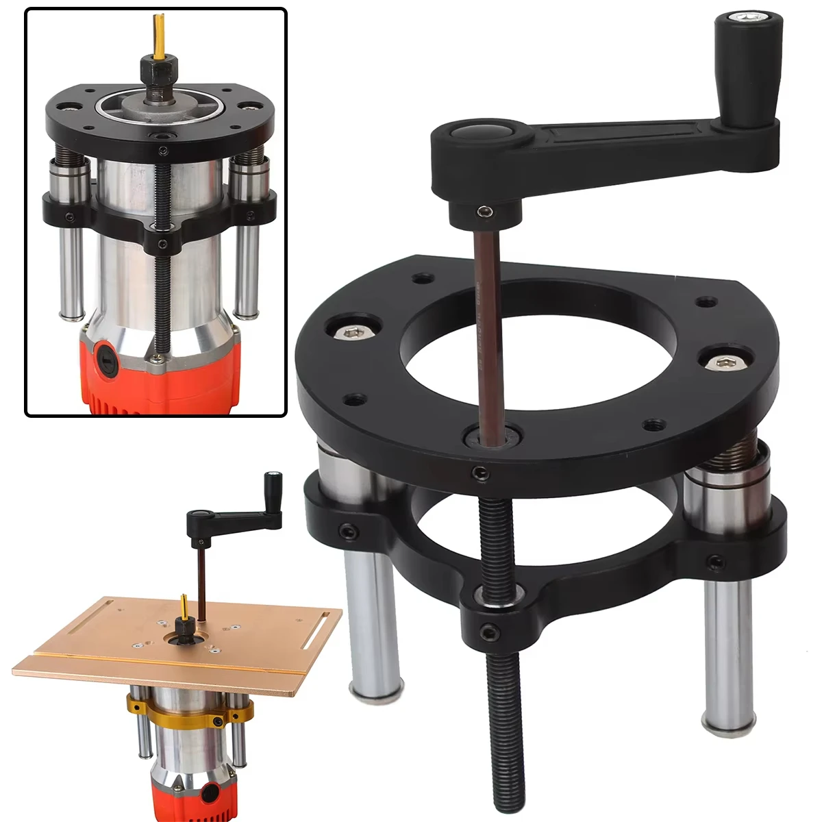 1Pc Router Lift 65mm Universal Trimming Machine Router Lift Table Base For Woodworking Benches Table Saw Aluminum alloy Base