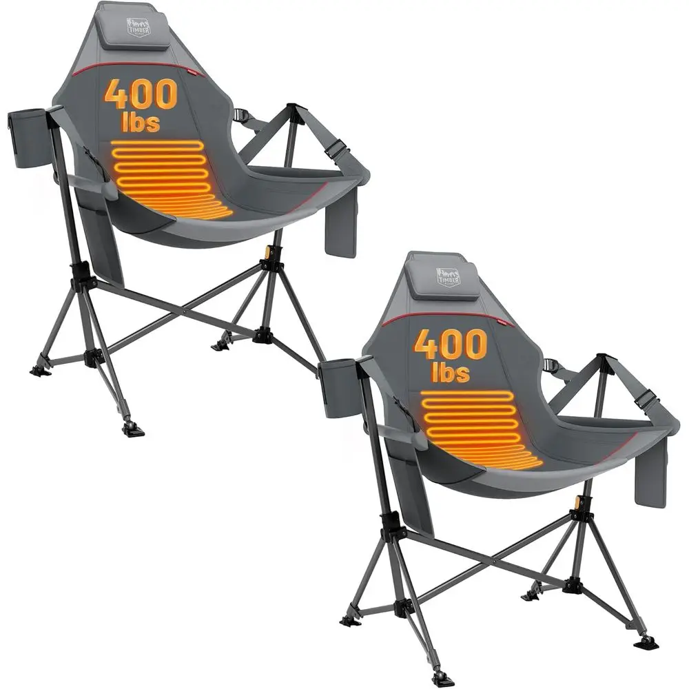 كرسي هزاز ساخن كبير الحجم مع ظهر وارتفاع قابل للتعديل، مقعد هزاز محمول قابل للطي للاستخدام في الهواء الطلق، يدعم #1