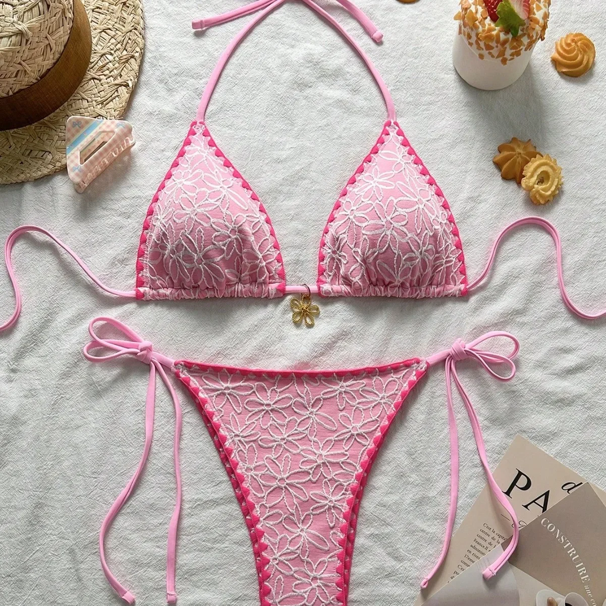 

2025 Halter String Triangle Two Piece Bikini Women Swimwear Female Swimsuit Bathers Bathing Swimming Suit Beachwear Summer