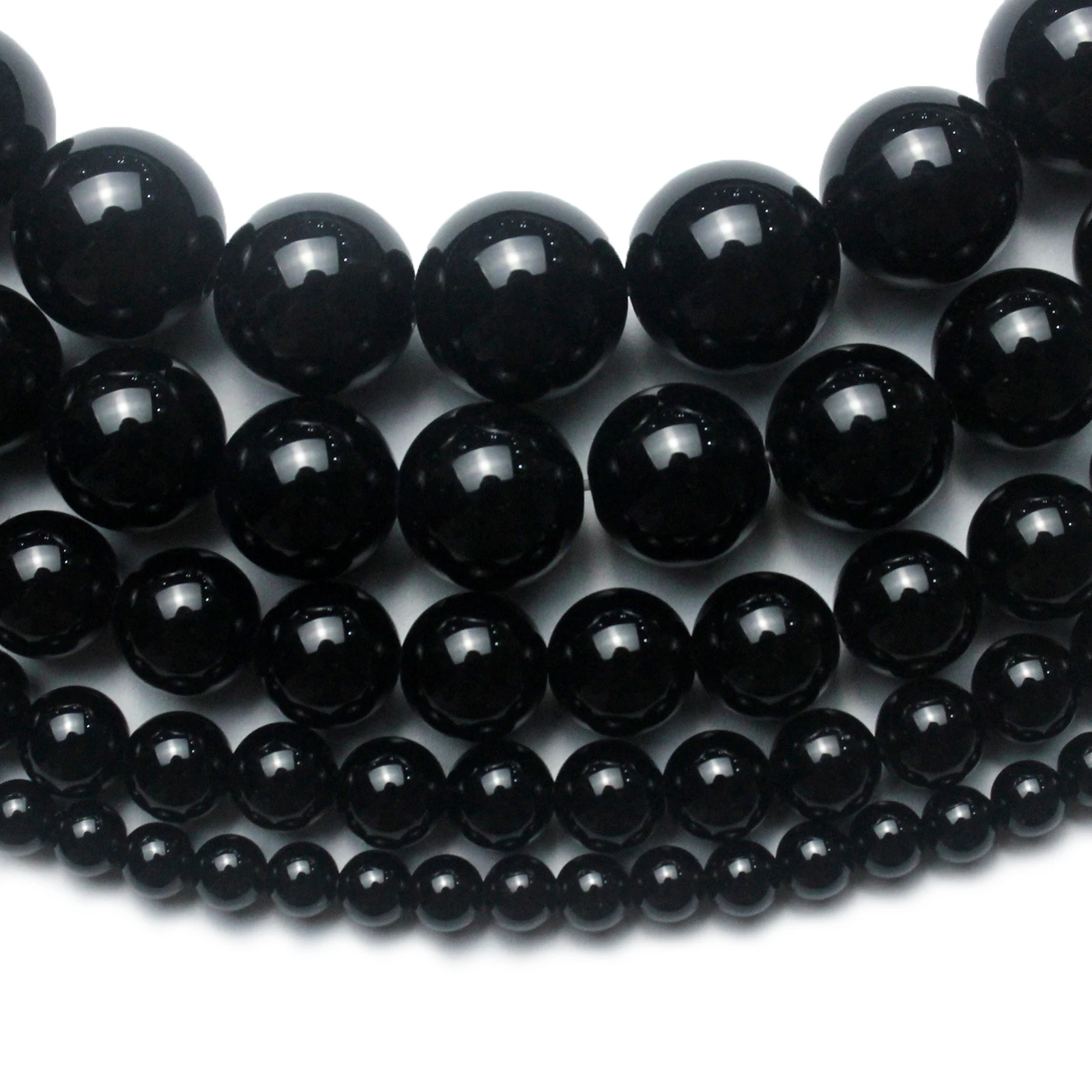 Real Black Onyx Agat DIY Handmade Natural Stone Beads For Jewelry Making Round Shape 4 /6/8/10/12/14mm Strand 15\'\'