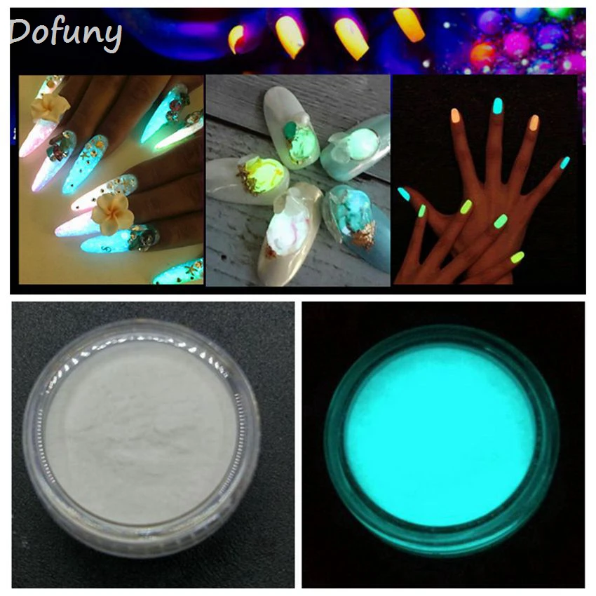 Poudre fluorescente scintillante pour ongles, 1 boîte, Pigment phosphorescent sombre pour Nail Art, Pigment lumineux, conseils de beauté